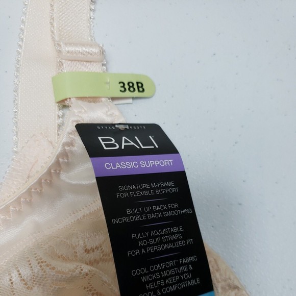 Bali Double Support® Lace Wirefree Bra DF3372 peach color New  38B Sku bx A - Picture 3 of 5